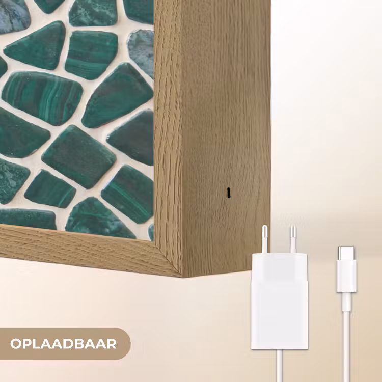 Textuur - Steen - Groen - Abstract - Patroon Light Box met batterij (Wandlamp) middel -USP_websiteoplaadbaarNL