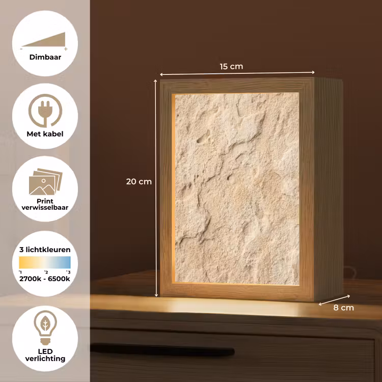 Textuur - Steen - Natuur - Beige Light Box met kabel (Wandlamp) klein -USP_websiteoverzichtNL
