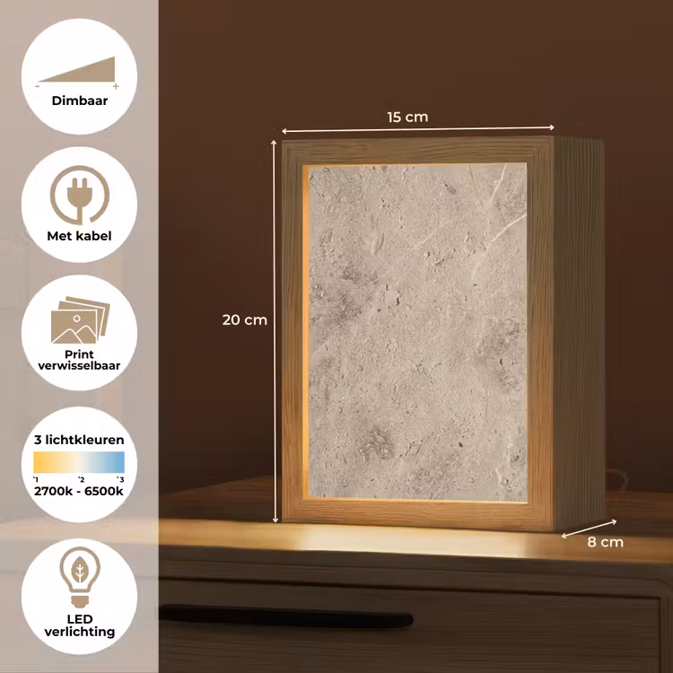 Textuur - Steen - Patroon - Rustiek - Beige Light Box met kabel (Wandlamp) klein -USP_websiteoverzichtNL