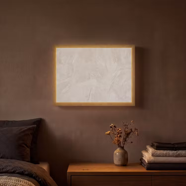 Textuur - Wand - Modern - Beige - Abstract Light Box met batterij (Wandlamp) middel -sfeer4