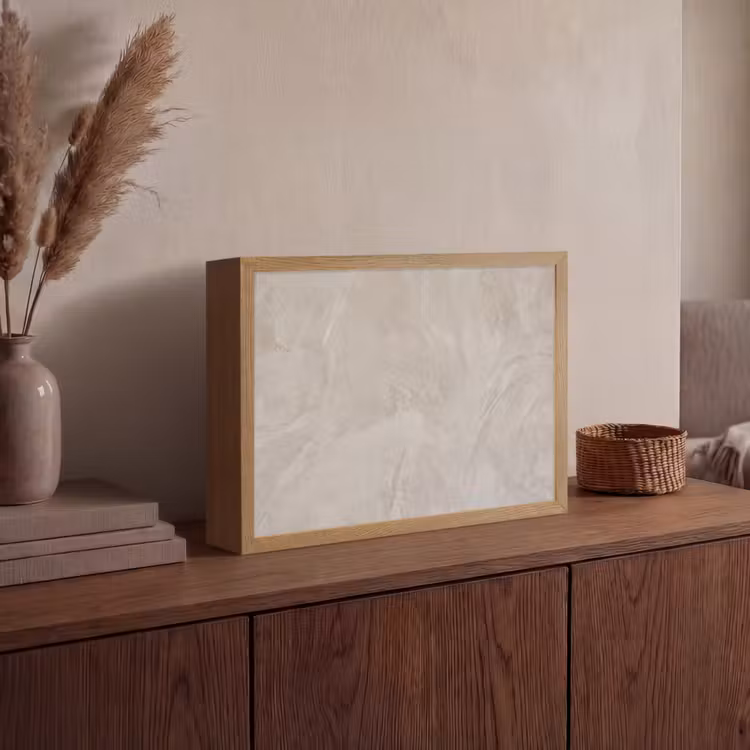 Textuur - Wand - Modern - Beige - Abstract Light Box met batterij (Wandlamp) middel -sfeer2