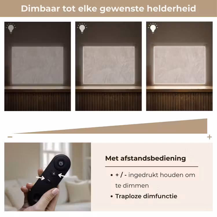 Textuur - Wand - Modern - Beige - Abstract Light Box met batterij (Wandlamp) middel -USP_dimbaarNL