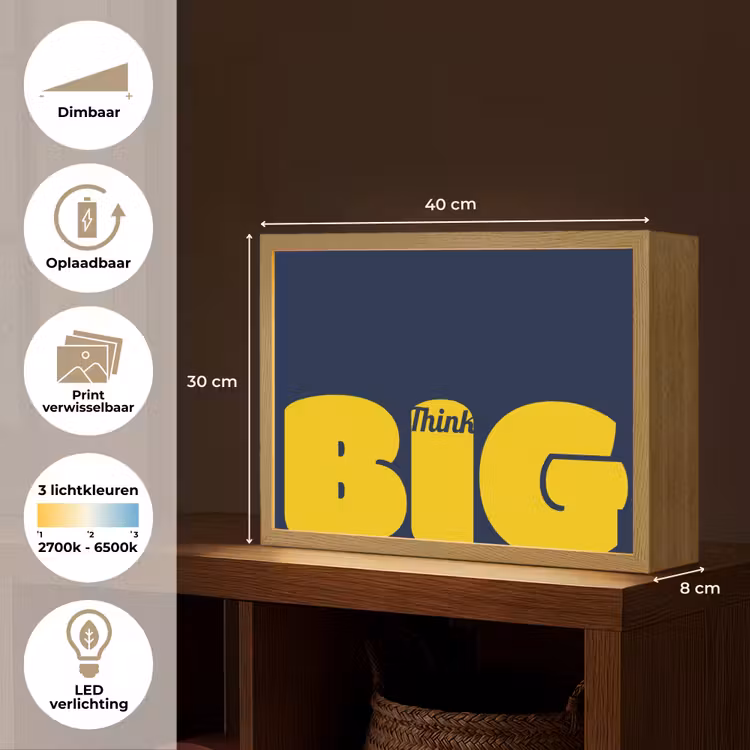 Think big - Blauw - Geel Light Box met batterij (Wandlamp) middel -USP_websiteoverzichtNL