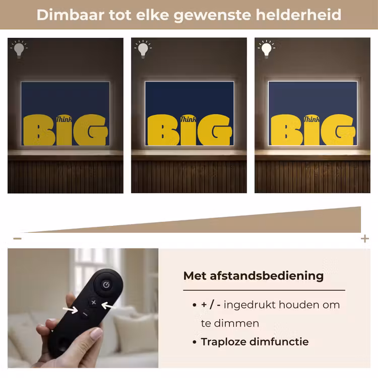 Think big - Blauw - Geel Light Box met batterij (Wandlamp) middel -USP_dimbaarNL
