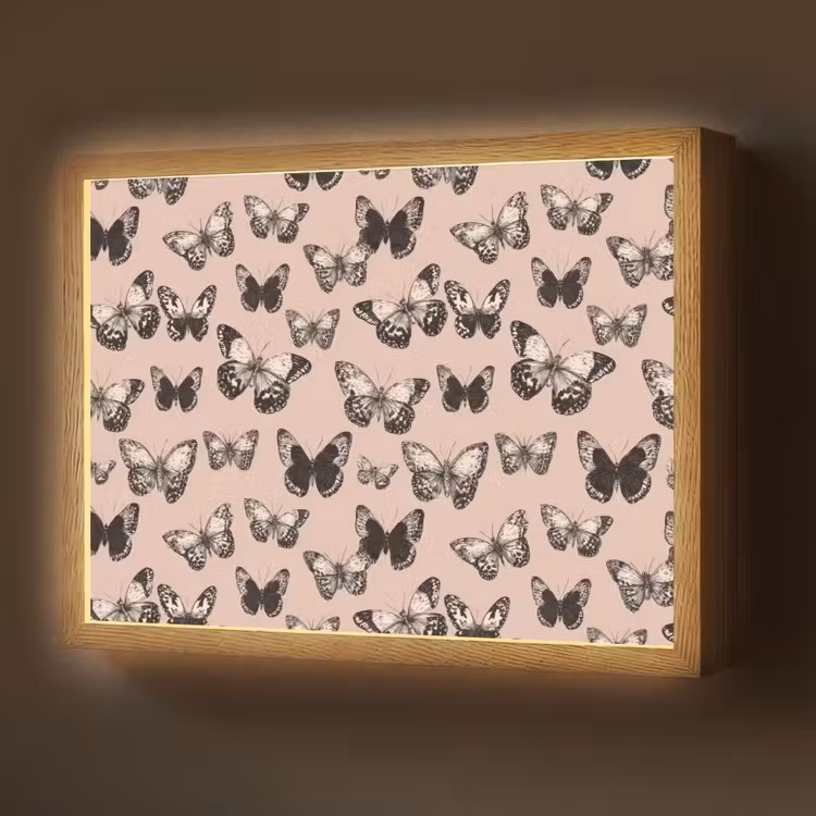 Tijdloos - Vlinders - Perzik Light Box met batterij (Wandlamp) middel 907 -z3d_website