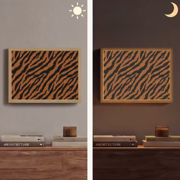 Tijger - Vacht - Zwart Light Box met batterij (Wandlamp) middel 907 -sfeer3