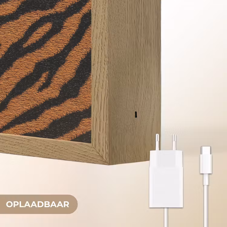 Tijger - Vacht - Zwart Light Box met batterij (Wandlamp) middel 907 -USP_websiteoplaadbaarNL