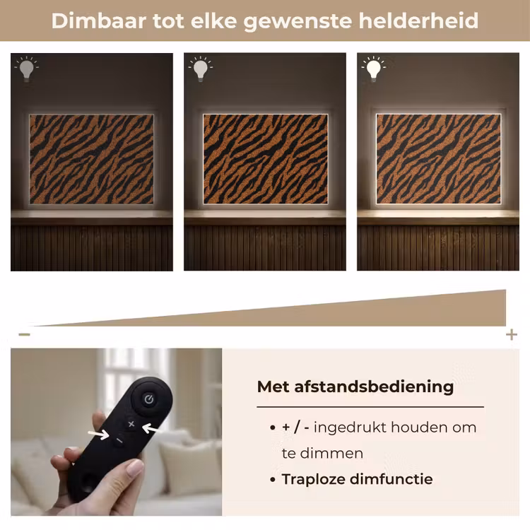Tijger - Vacht - Zwart Light Box met batterij (Wandlamp) middel 907 -USP_dimbaarNL