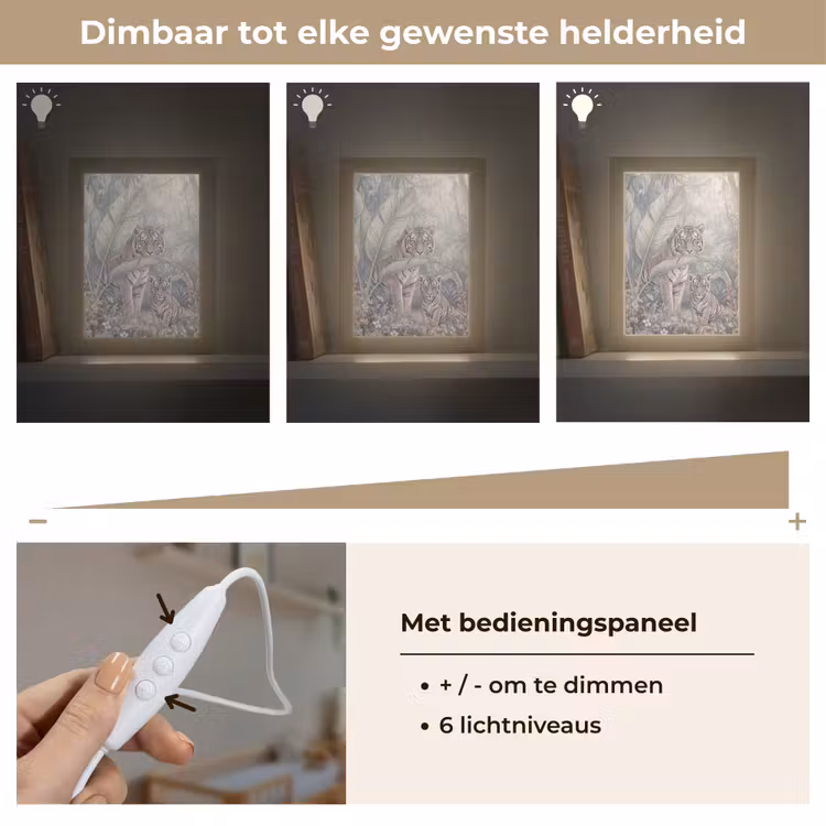 Tijger - Welp - Jungle - Illustratie - Dieren Light Box met kabel (Wandlamp) klein -USP_dimbaarNL
