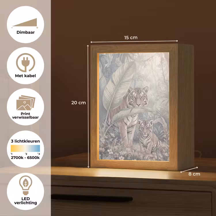 Tijger - Welp - Jungle - Illustratie - Dieren Light Box met kabel (Wandlamp) klein -USP_websiteoverzichtNL