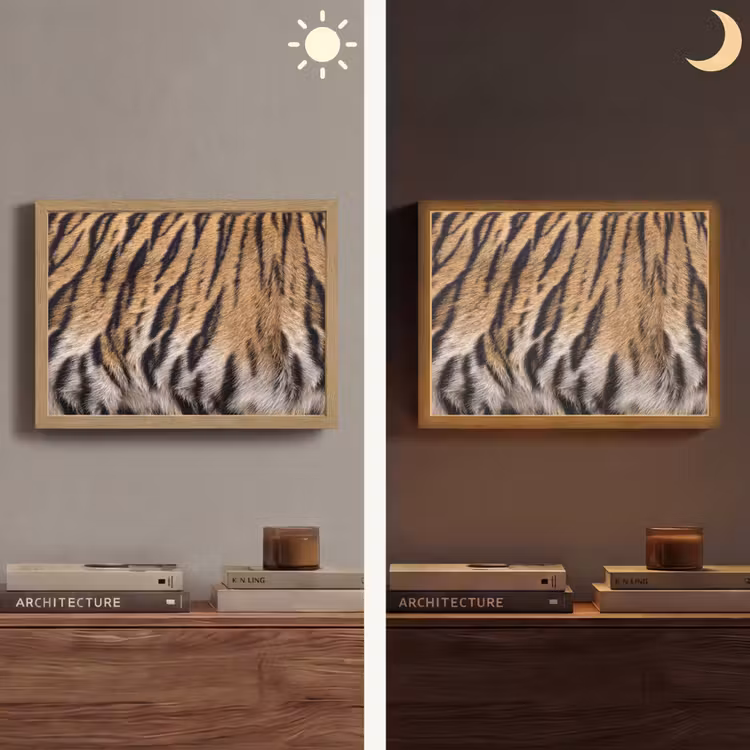 Tijgervacht - Klassiek - Zwart Light Box met batterij (Wandlamp) middel -sfeer3