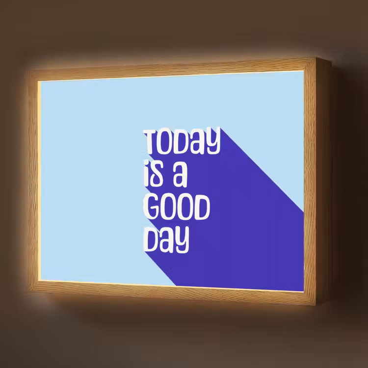 Today is a good day - Blauw - Schaduw Light Box met batterij (Wandlamp) middel -z3d_website