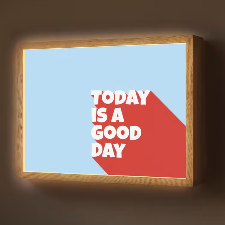 Today is a good day - Rood - lichtblauw Light Box met batterij (Wandlamp) middel -z3d_website