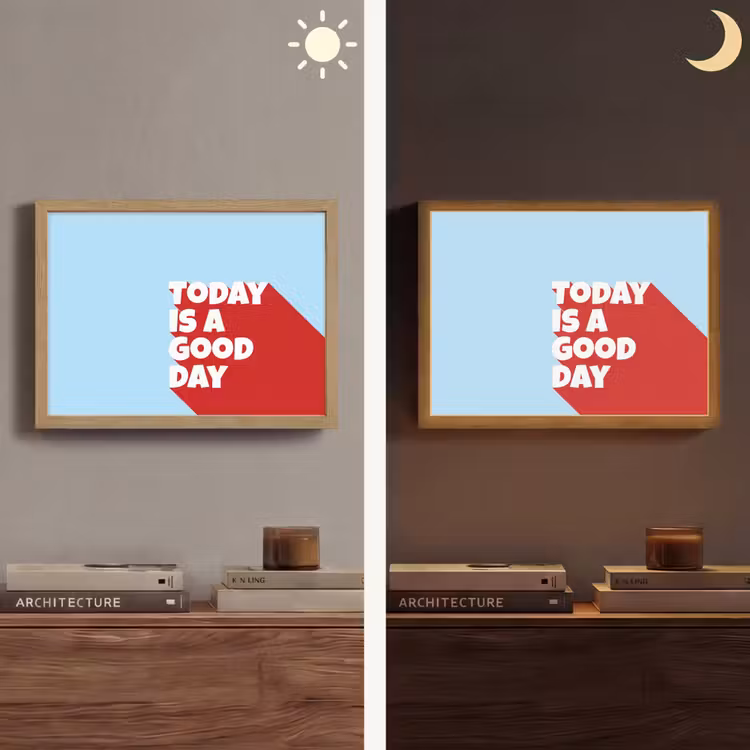 Today is a good day - Rood - lichtblauw Light Box met batterij (Wandlamp) middel -sfeer3