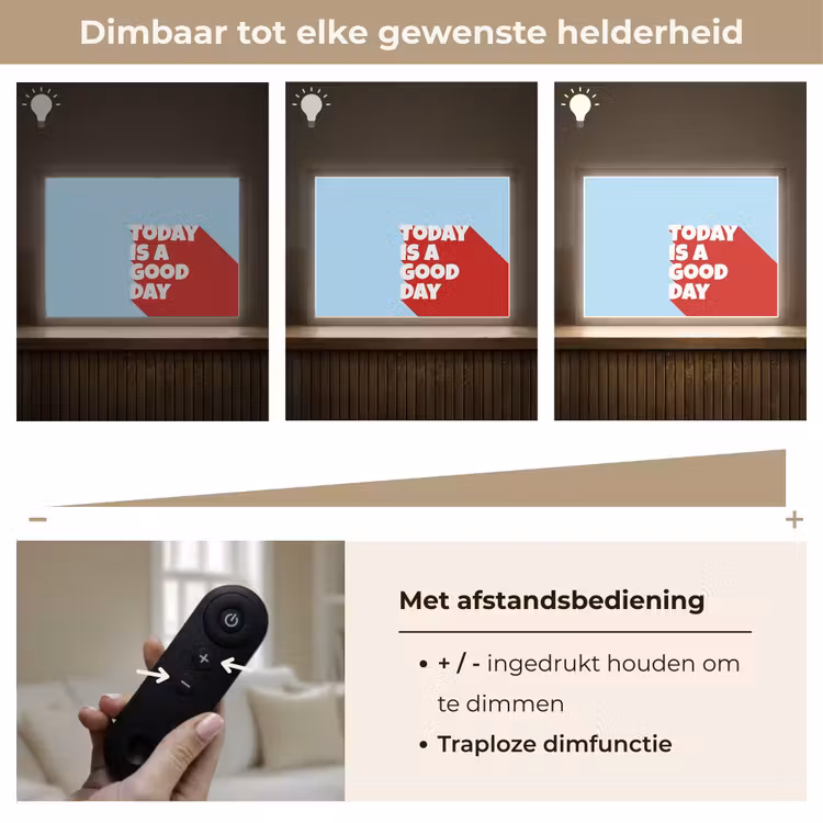 Today is a good day - Rood - lichtblauw Light Box met batterij (Wandlamp) middel -USP_dimbaarNL