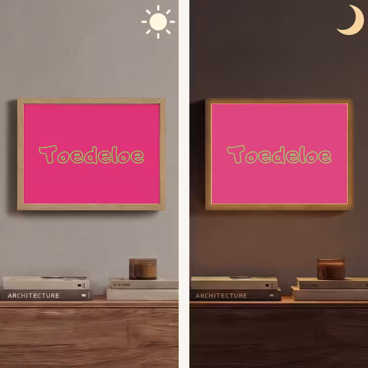 Toedeloe - Groen - Roze Light Box met batterij (Wandlamp) middel -sfeer3