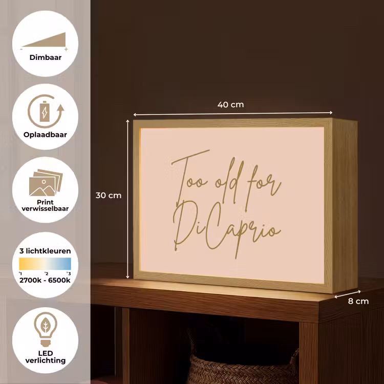 Too old for dicaprio - Roze - Groen Light Box met batterij (Wandlamp) middel -USP_websiteoverzichtNL