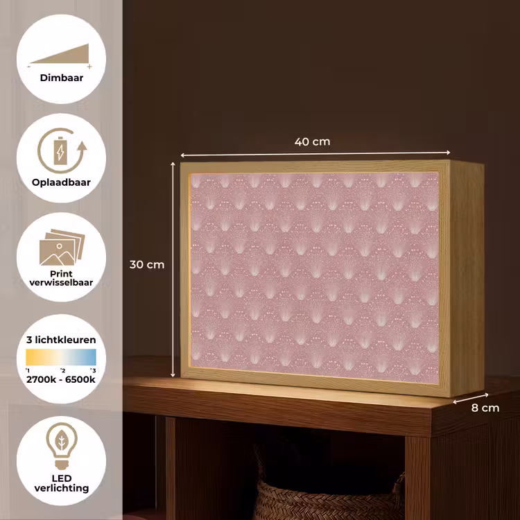 Trendy - Patroon - Roze Light Box met batterij (Wandlamp) middel 907 -USP_websiteoverzichtNL