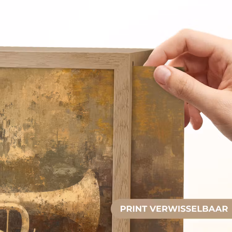 Trompet - Geel - Muzikaal Light Box met batterij (Wandlamp) middel -USP_websiteprintNL