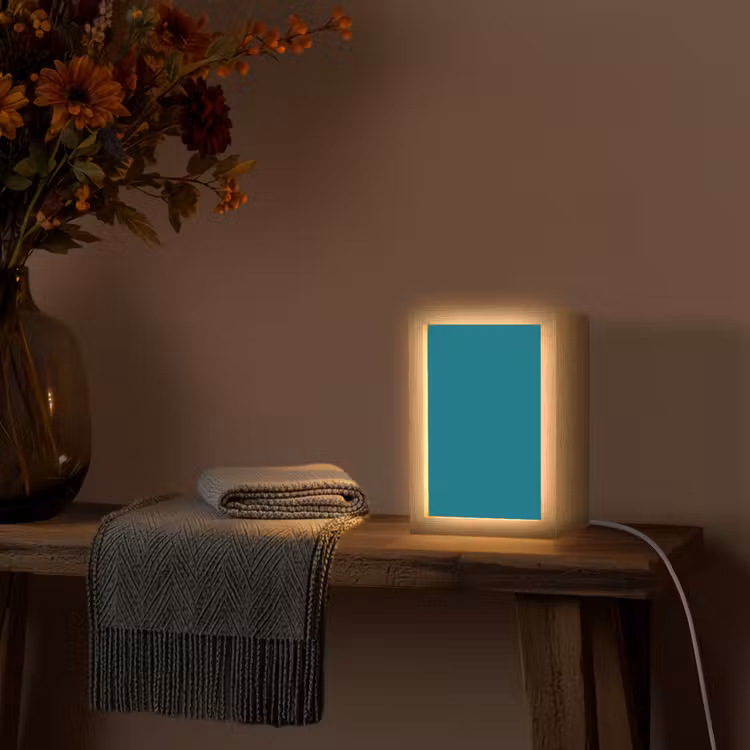 Tropical - Peacock - Blauw Light Box met kabel (Wandlamp) klein 929 -sfeer4