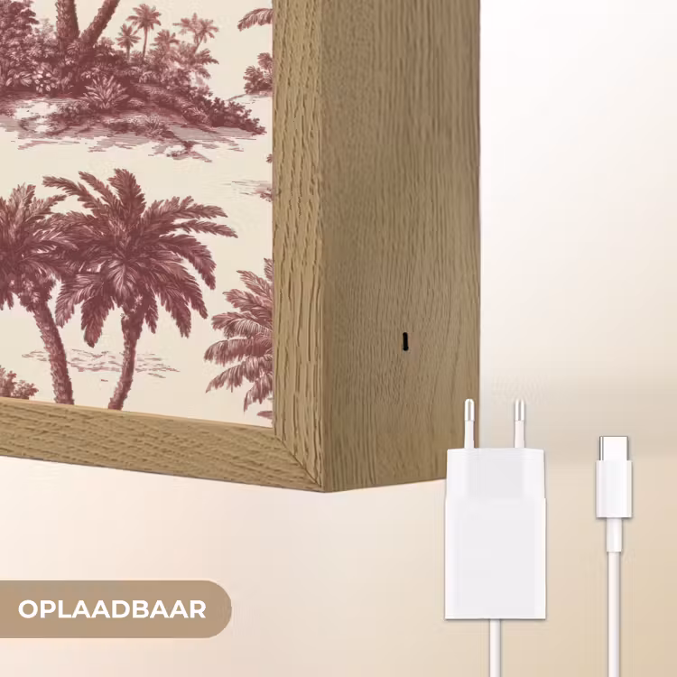 Tropisch - Geometrisch - Bordeauxrood Light Box met batterij (Wandlamp) middel 907 -USP_websiteoplaadbaarNL