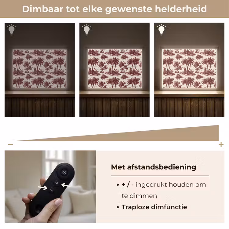 Tropisch - Geometrisch - Bordeauxrood Light Box met batterij (Wandlamp) middel 907 -USP_dimbaarNL