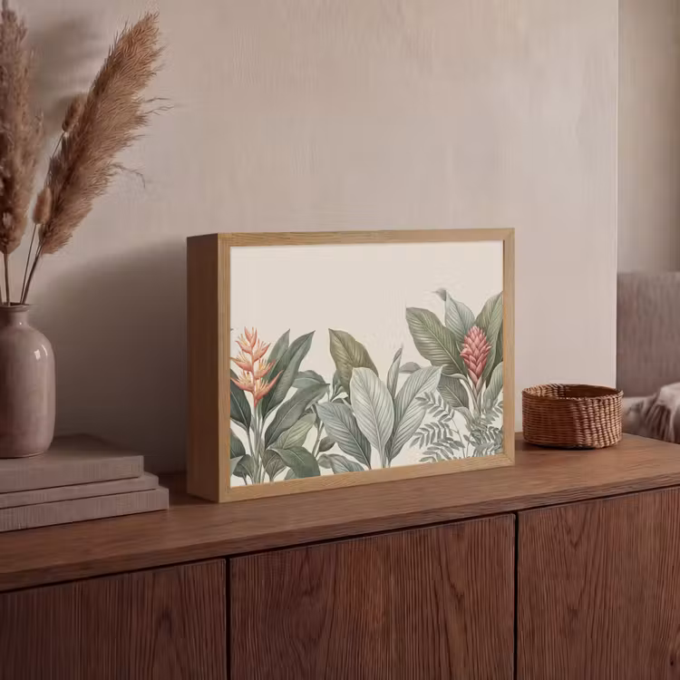 Tropisch - Planten - Modern - Groen Light Box met batterij (Wandlamp) middel -sfeer2
