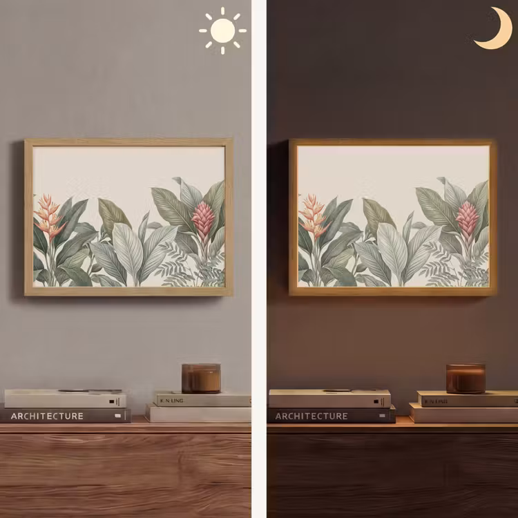 Tropisch - Planten - Modern - Groen Light Box met batterij (Wandlamp) middel -sfeer3