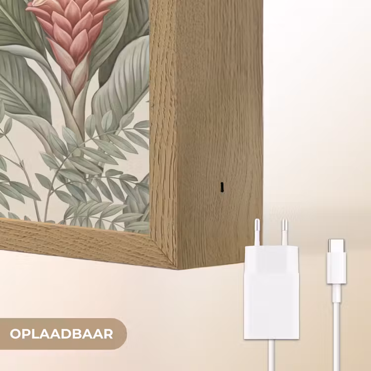 Tropisch - Planten - Modern - Groen Light Box met batterij (Wandlamp) middel -USP_websiteoplaadbaarNL