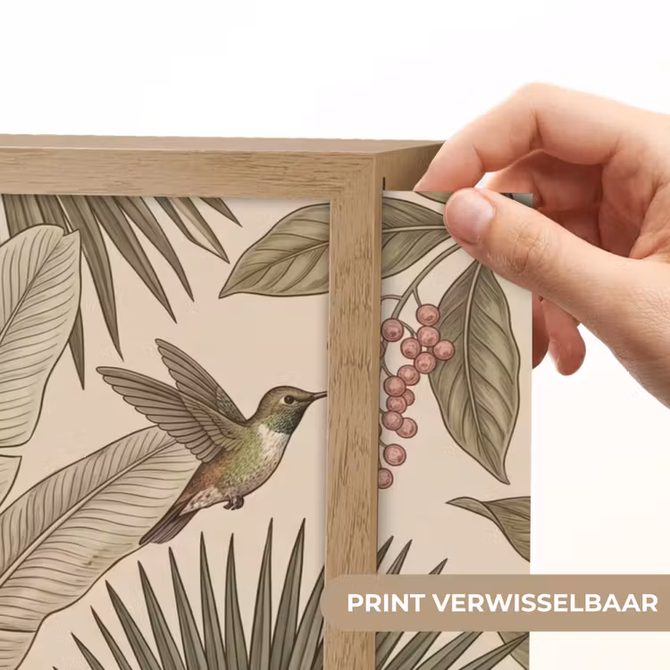 Tropisch - Vogels - Beige Light Box met batterij (Wandlamp) middel -USP_websiteprintNL