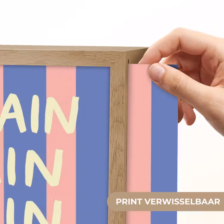 Try again - Strepen - Roze - Verticaal - Blauw Light Box met batterij (Wandlamp) middel -USP_websiteprintNL