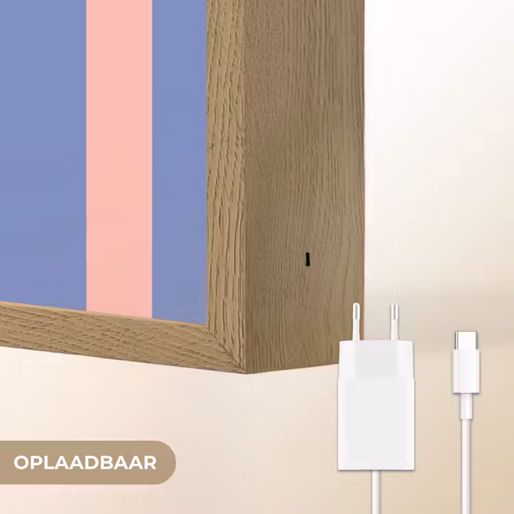 Try again - Strepen - Roze - Verticaal - Blauw Light Box met batterij (Wandlamp) middel -USP_websiteoplaadbaarNL