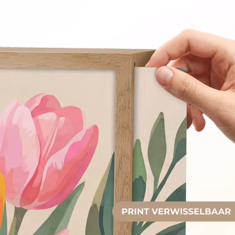 Tulpen - Abstract - Kleurrijk Light Box met batterij (Wandlamp) middel -USP_websiteprintNL