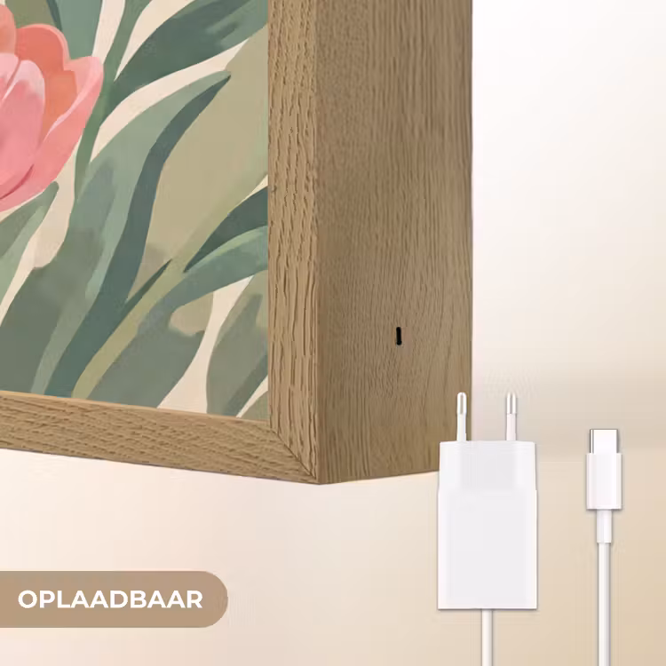 Tulpen - Abstract - Kleurrijk Light Box met batterij (Wandlamp) middel -USP_websiteoplaadbaarNL
