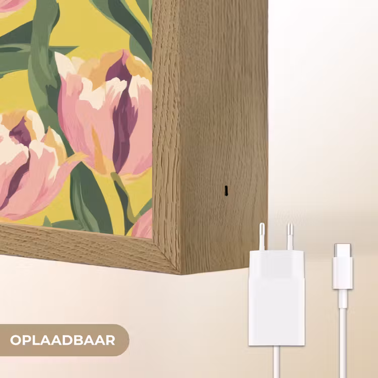 Tulpen - Botanisch - Geel Light Box met batterij (Wandlamp) middel 907 -USP_websiteoplaadbaarNL