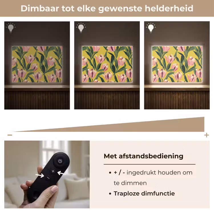 Tulpen - Botanisch - Geel Light Box met batterij (Wandlamp) middel 907 -USP_dimbaarNL