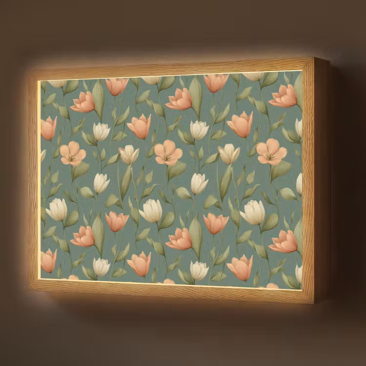 Tulpen - Botanisch - Groen Light Box met batterij (Wandlamp) middel 907 -z3d_website