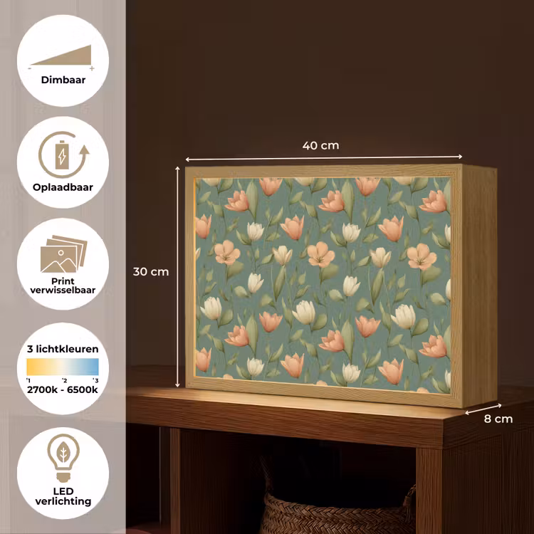 Tulpen - Botanisch - Groen Light Box met batterij (Wandlamp) middel 907 -USP_websiteoverzichtNL