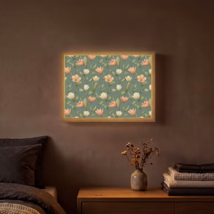 Tulpen - Botanisch - Groen Light Box met batterij (Wandlamp) middel 907 -sfeer4