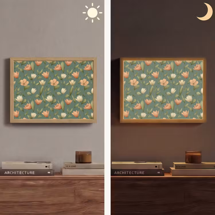 Tulpen - Botanisch - Groen Light Box met batterij (Wandlamp) middel 907 -sfeer3