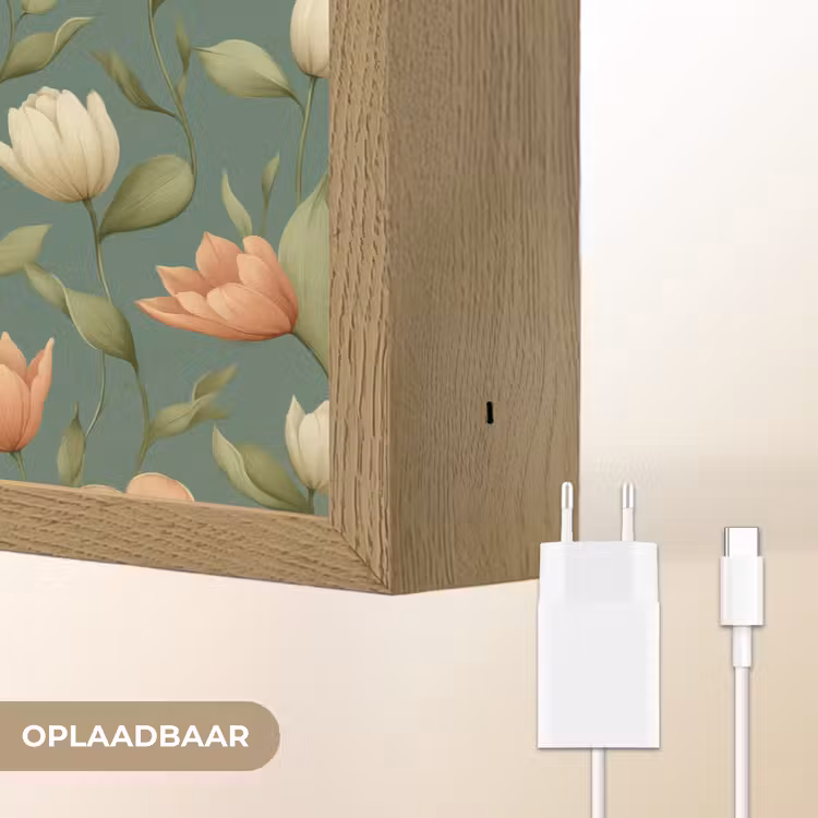 Tulpen - Botanisch - Groen Light Box met batterij (Wandlamp) middel 907 -USP_websiteoplaadbaarNL