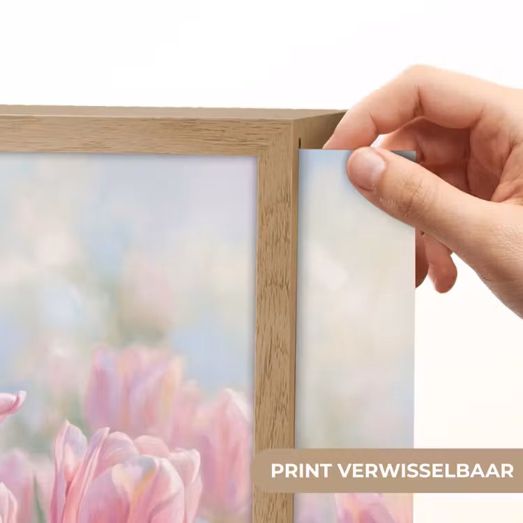 Tulpen - Veld - Lente - Roze Light Box met batterij (Wandlamp) middel -USP_websiteprintNL