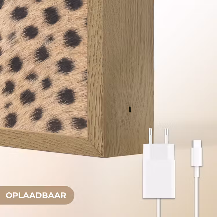 Vacht - Jachtluipaard - Zwart - Wit Light Box met batterij (Wandlamp) middel -USP_websiteoplaadbaarNL