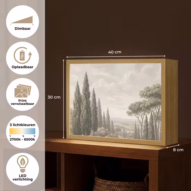 Vallei - Bos - Natuur - Groen Light Box met batterij (Wandlamp) middel -USP_websiteoverzichtNL