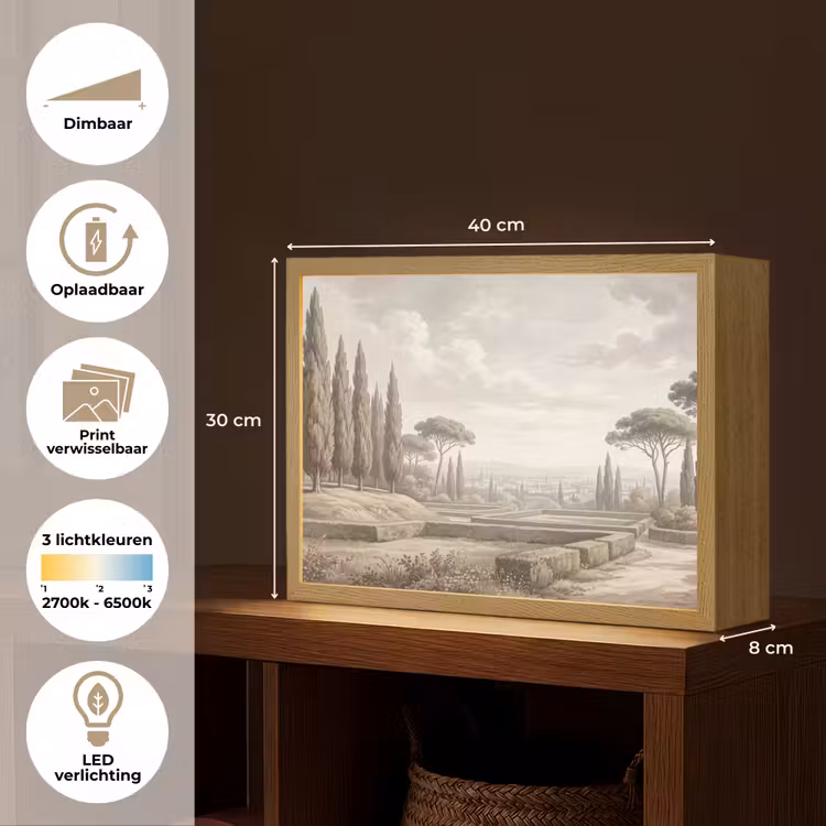 Vallei - Tuin - Natuur - Groen Light Box met batterij (Wandlamp) middel -USP_websiteoverzichtNL