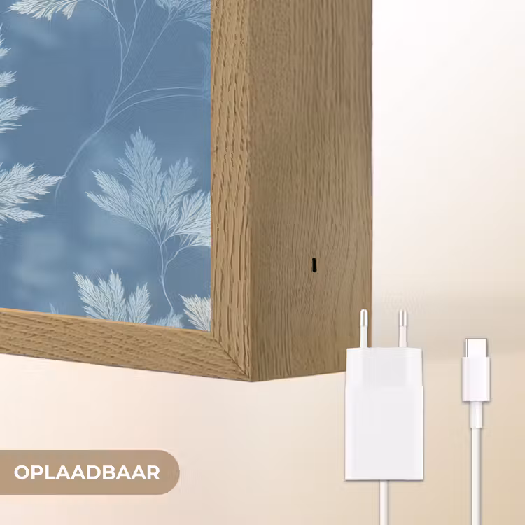Varen - Botanisch - Patroon - Grijsblauw Light Box met batterij (Wandlamp) middel 907 -USP_websiteoplaadbaarNL