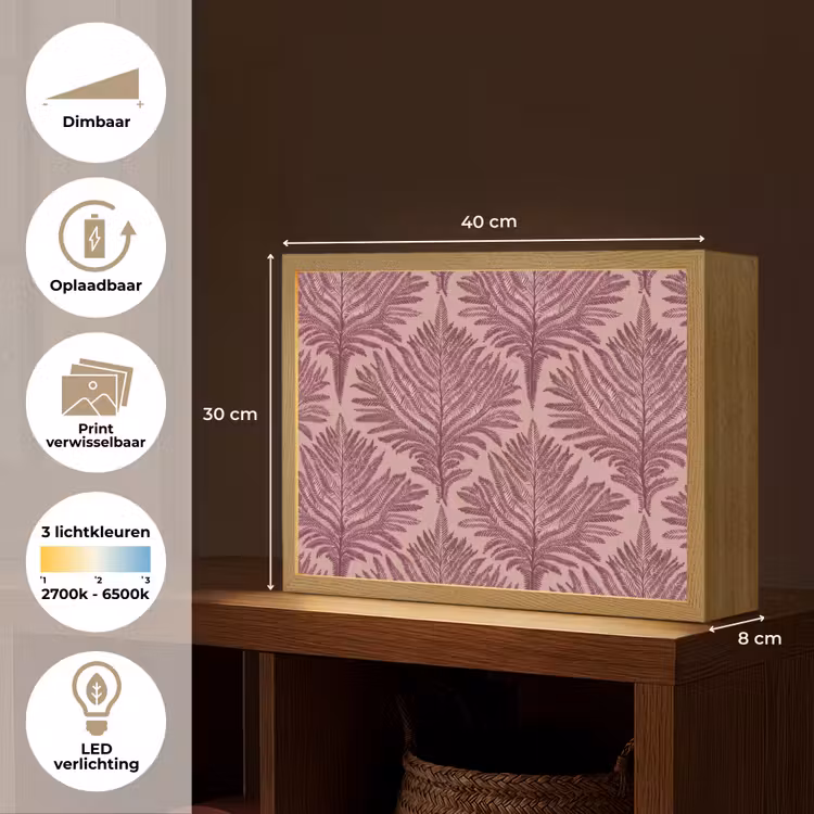 Varen - Patroon - Paars Light Box met batterij (Wandlamp) middel 907 -USP_websiteoverzichtNL