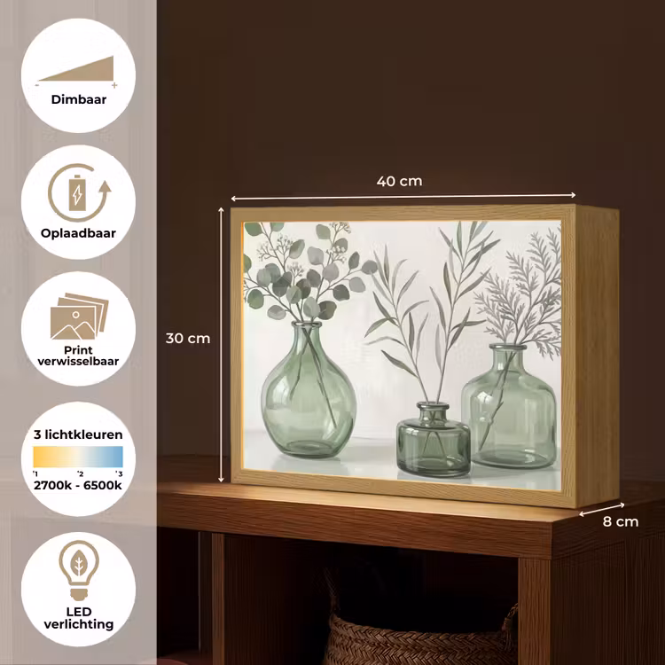 Vazen - Bladeren - Groen Light Box met batterij (Wandlamp) middel -USP_websiteoverzichtNL