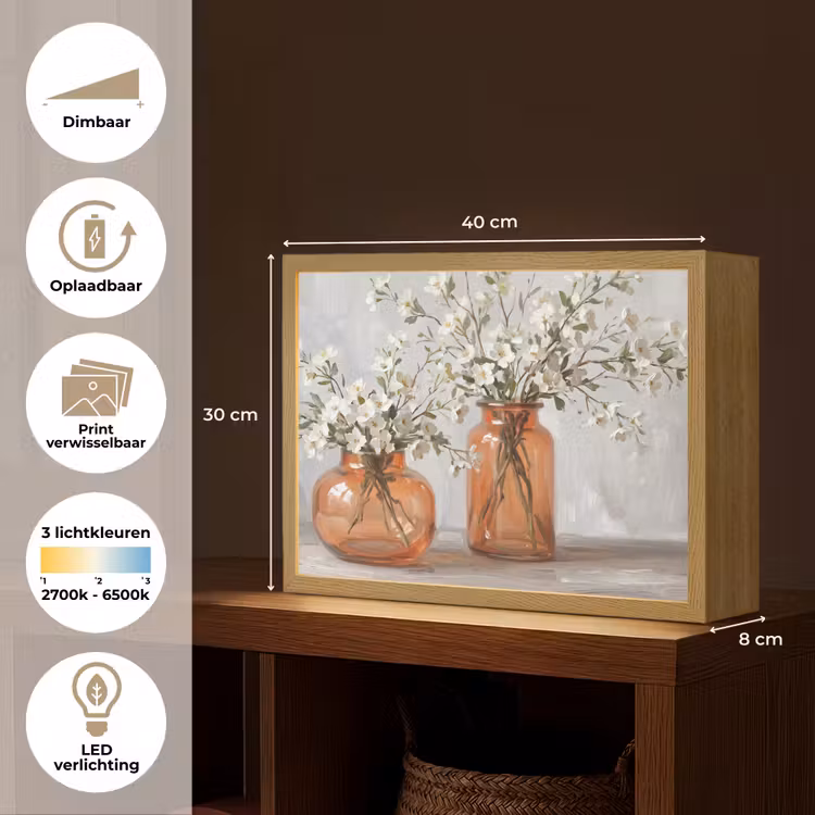 Vazen - Bloemen - Oranje Light Box met batterij (Wandlamp) middel -USP_websiteoverzichtNL