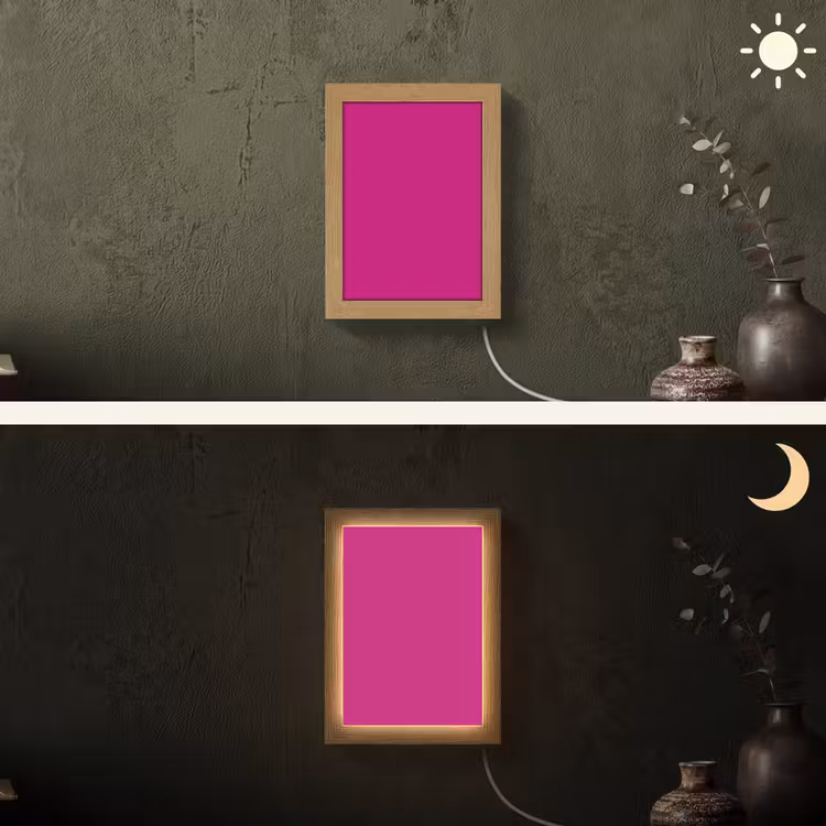 Velvet - Magenta - Roze Light Box met kabel (Wandlamp) klein 929 -sfeer3